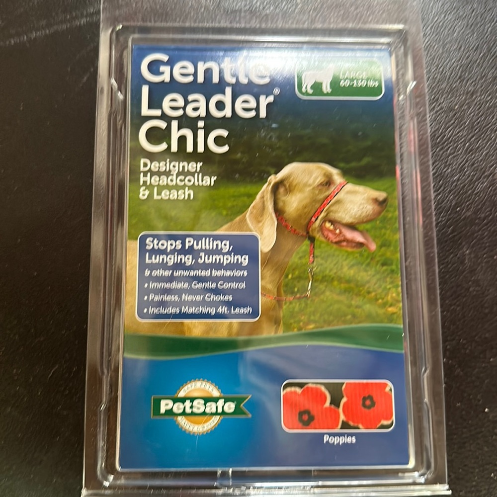 Gentle leader chic, POPPIES head collar and leash, size large